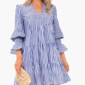 Tuckernuck Blue and White Striped Poplin Kenzo Dress.  Like new!